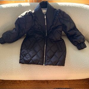 Ganni Ripstop Black Quilt Puffer Coat